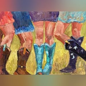 Cowgirl Boots Meeting painted by my mom Dawn Normali